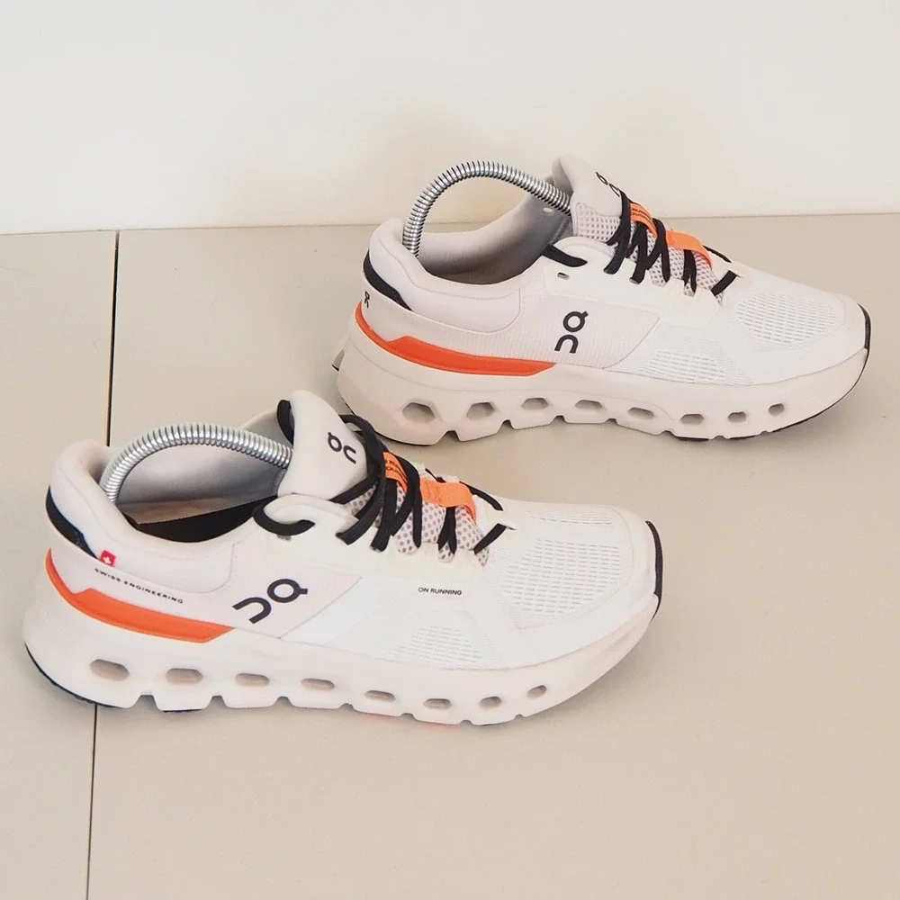 On Cloudmonster Running Shoes Women 7.5 White Orange Athletic Sneakers Support - Picture 3 of 12